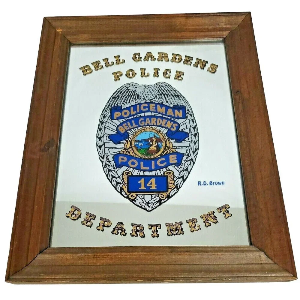 Bell Gardens Police Department Wall Mirror Vintage Los Angeles County 15